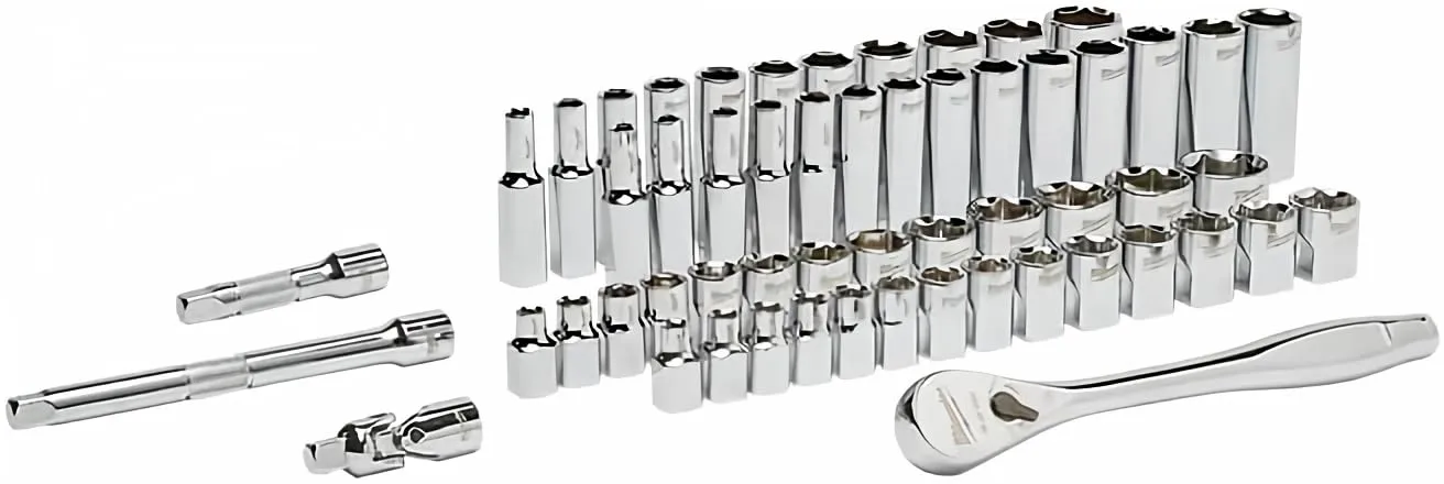 Milwaukee 3/8 in Drive 56-Piece Ratchet & Socket Set, SAE & Metric