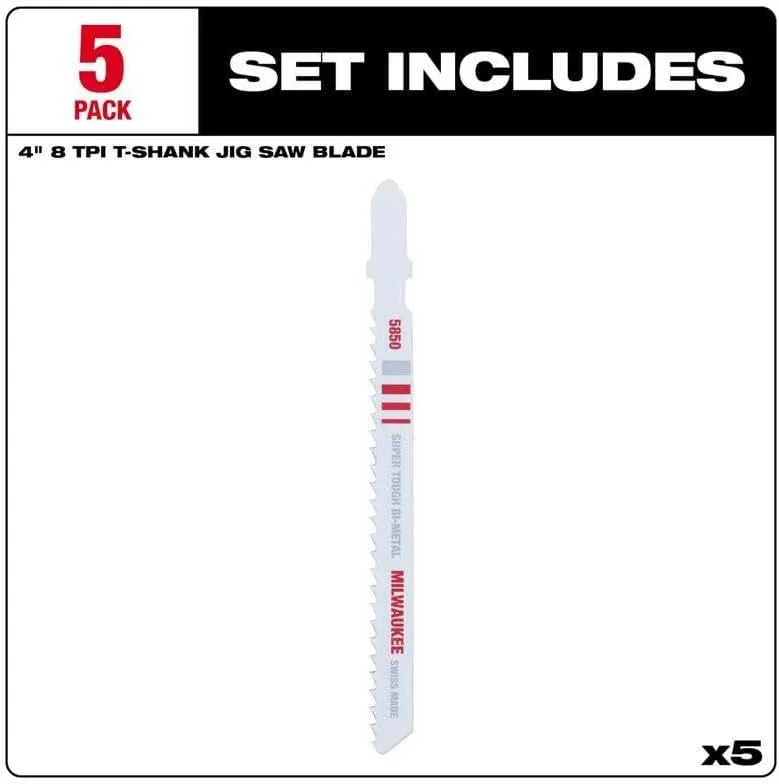 Milwaukee Electric - 4 8 TPI BI-METAL JIG SAW BLADE 5 PK