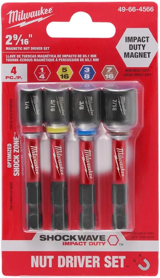 Milwaukee Electric 4-Piece 2-9/16 Inch Magnetic Nut Driver Set