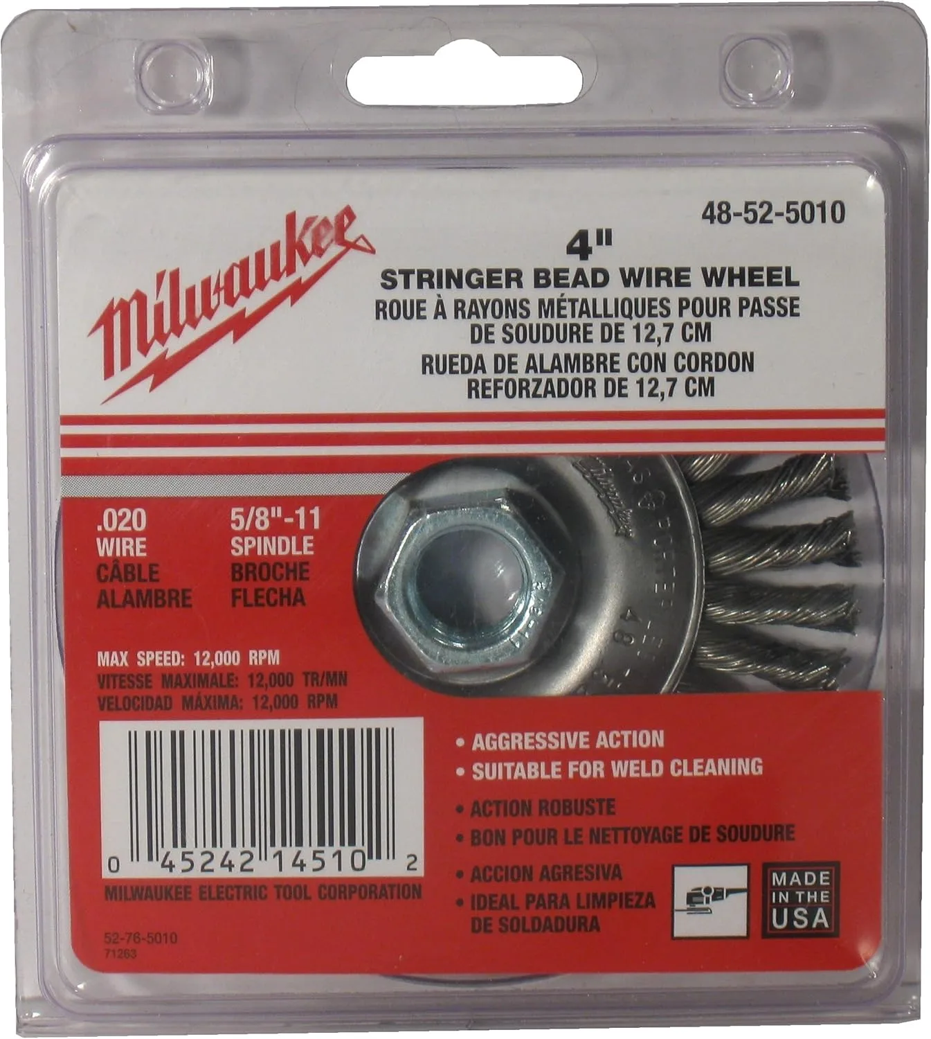 Milwaukee Electric - 4" Stringer Bead Wheel - Carbon Steel, 5/8-11 Thread