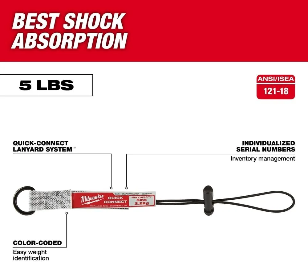 MILWAUKEE 48-22-8822 3-Piece Quick-Connect Lanyard System, 5 LB