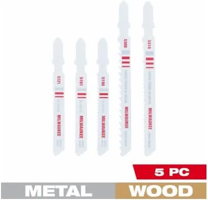 Milwaukee 49-22-1178 T-Shank Metal/Wood Cutting Jig Saw Blade Assortment, 5-Pack