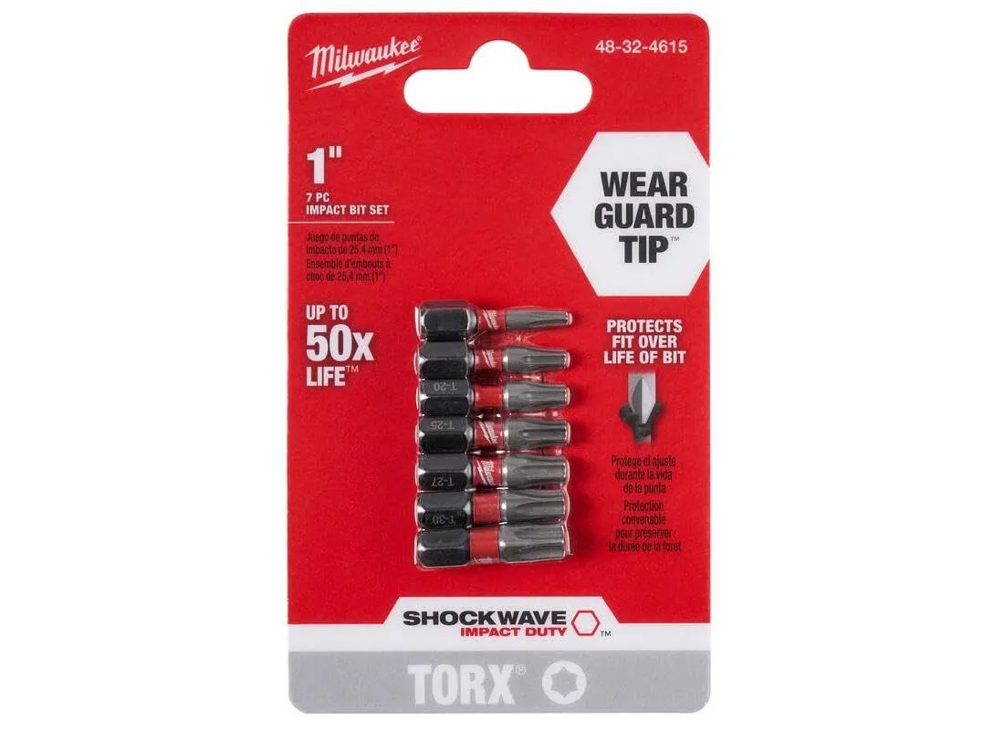 MILWAUKEE 48-32-4615 7-Piece 1" Torx Insert Bit Set