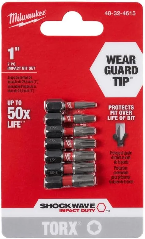 MILWAUKEE 48-32-4615 7-Piece 1" Torx Insert Bit Set