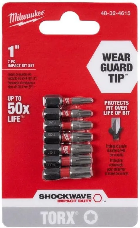 MILWAUKEE 48-32-4615 7-Piece 1" Torx Insert Bit Set