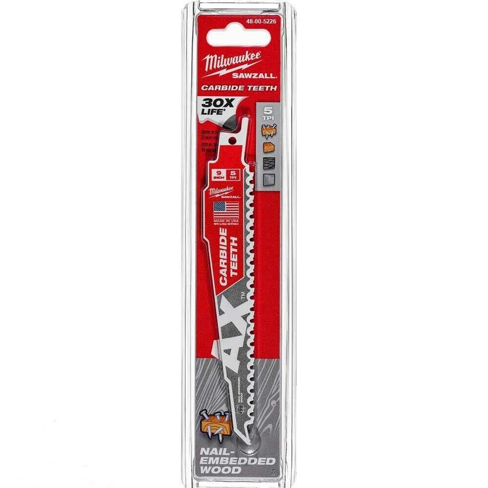 Milwaukee 48-00-5226 9" Carbide Reciprocating Saw Blade