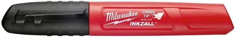 Milwaukee 48-22-3130 INKZALL Black Chisel Tip Markers, Black