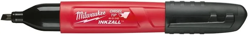 Milwaukee 48-22-3130 INKZALL Black Chisel Tip Markers, Black