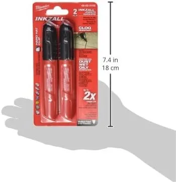 Milwaukee 48-22-3102 Inkzall Point Marker, Medium, Black, 2-Pack