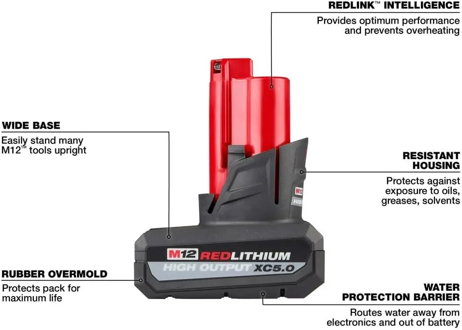 Milwaukee M12 REDLITHIUM HIGH OUTPUT XC5.0 Battery Pack