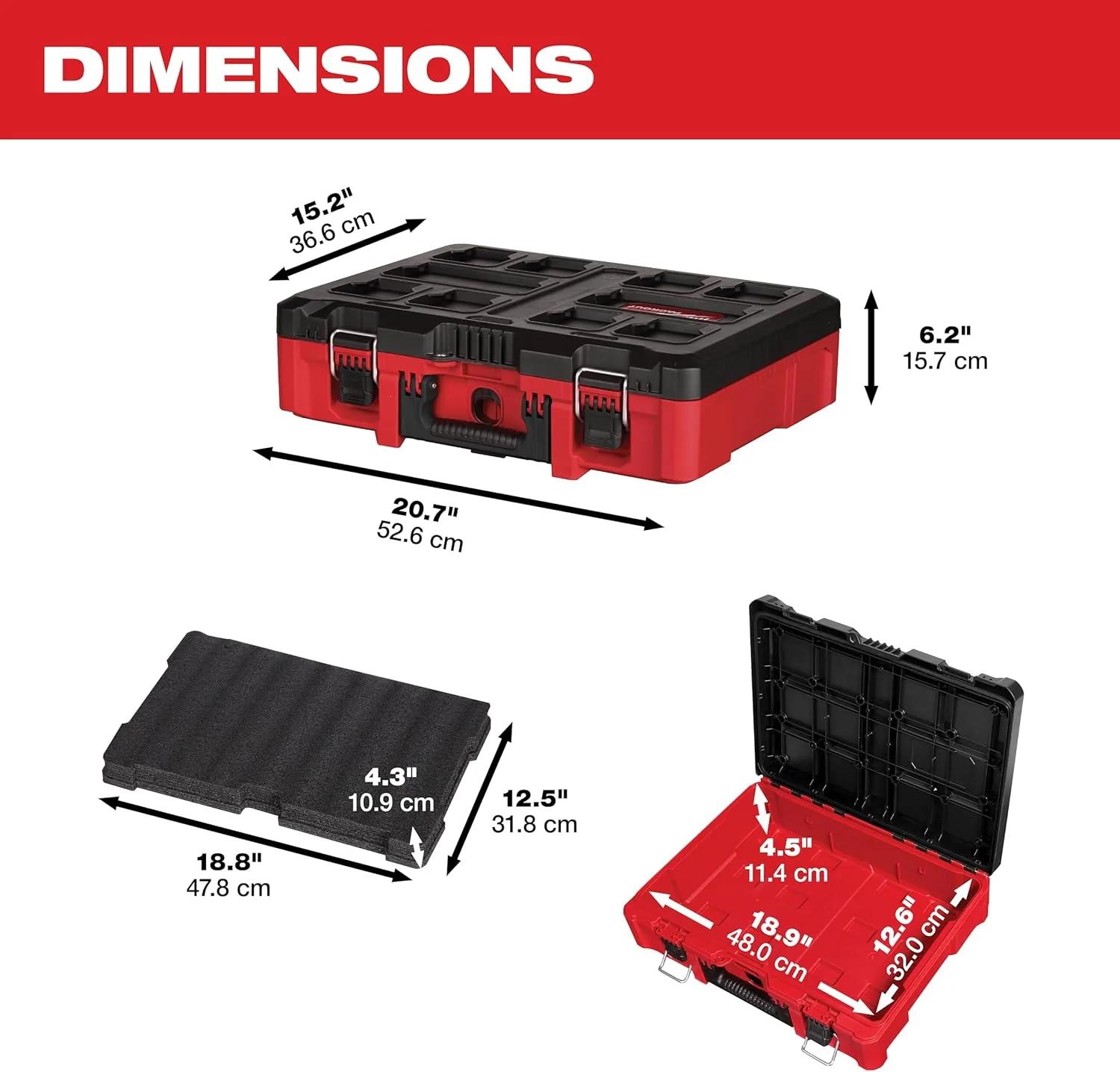 Milwaukee 48-22-8450 PACKOUT Tool Case with Foam Customizable Insert