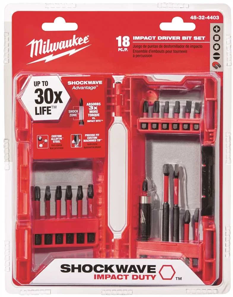 Milwaukee Shockwave Impact Driver Bit Set, 18-Piece, Model 48-32-4403