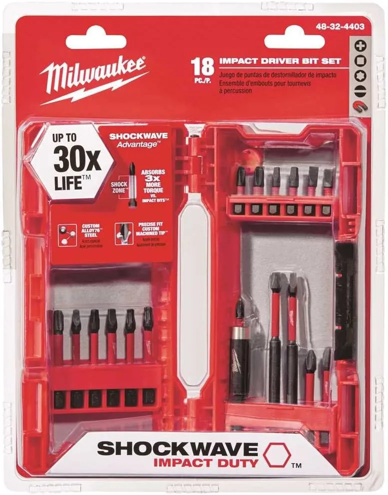 Milwaukee Shockwave Impact Driver Bit Set, 18-Piece, Model 48-32-4403