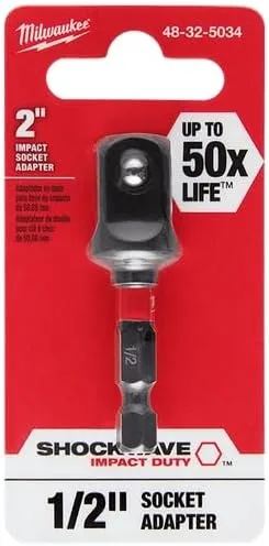Milwaukee Shockwave Hex/Square 2 in. L Socket Adapter Alloy Steel 1 pk