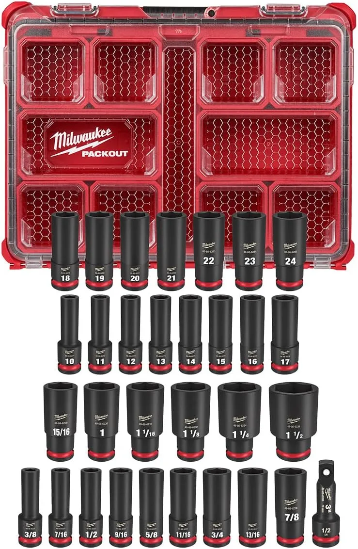 Milwaukee Electric - Shockwave Impact Duty. Socket 1/2. DR 31PC PACKOUT