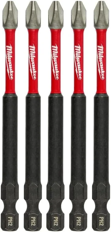 MILWAUKEE ELECTRIC TOOL 48-32-4564 Shockwave 3-1/2" Power Bit Phillips #2 5 Pack