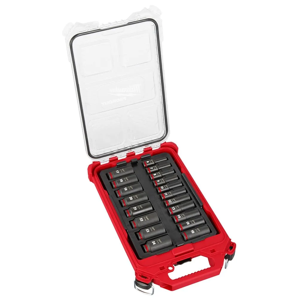 Milwaukee SHOCKWAVE 3/8" Drive 19-Piece Deep Impact Socket Set with PACKOUT