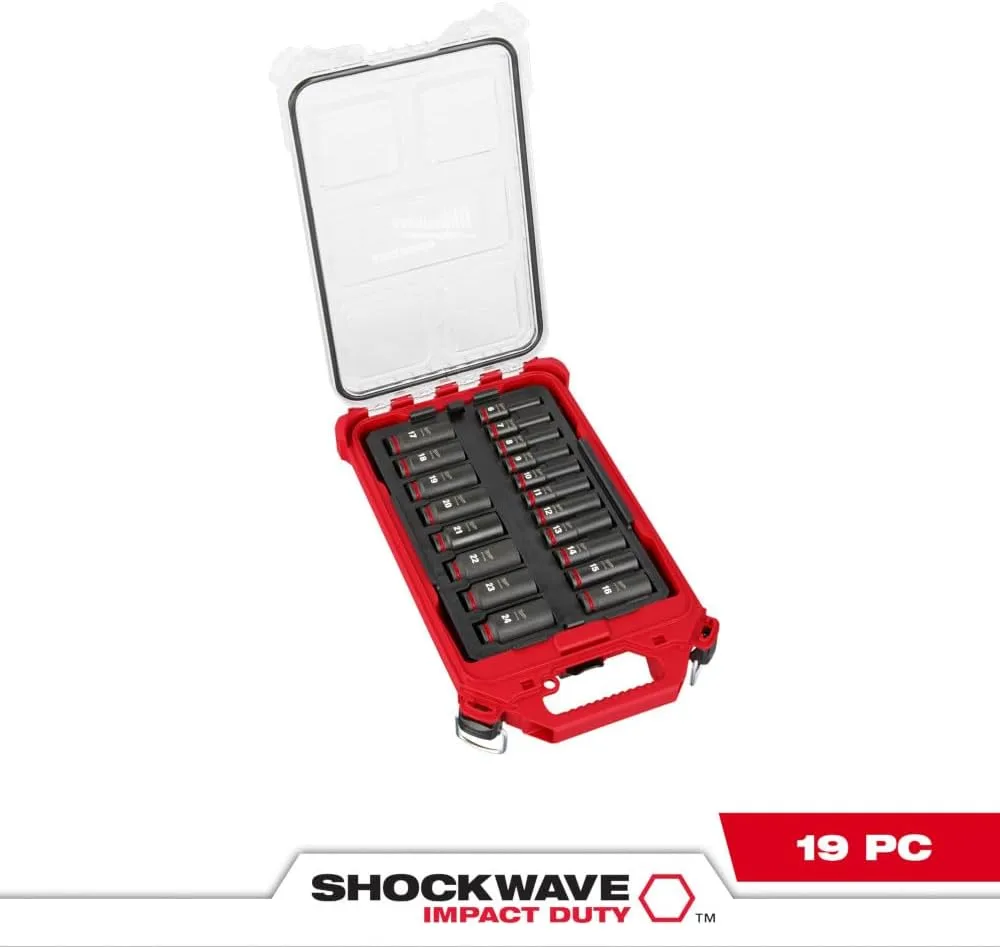 Milwaukee SHOCKWAVE 3/8" Drive 19-Piece Deep Impact Socket Set with PACKOUT