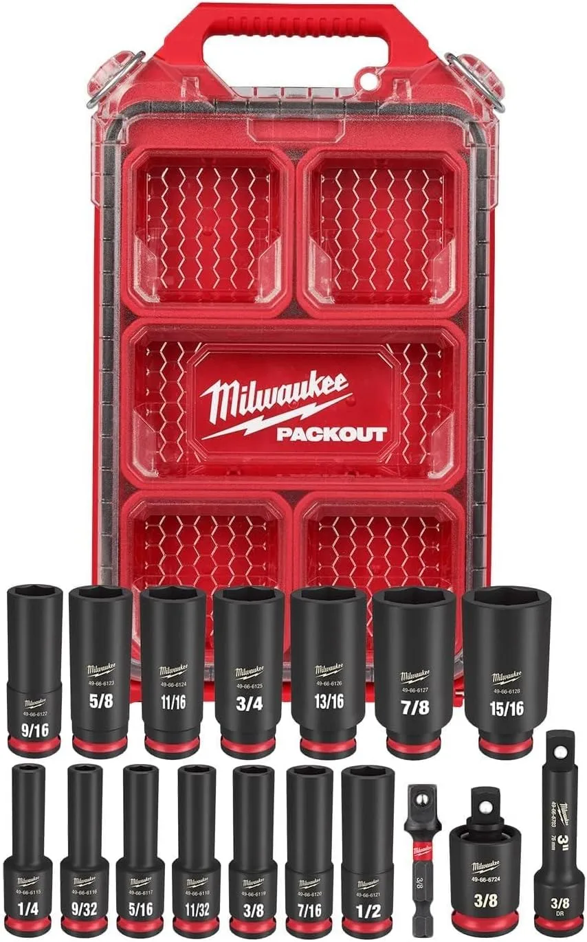 Milwaukee Shockwave Impact Duty Socket Set 3/8 Drive - 17PC SAE