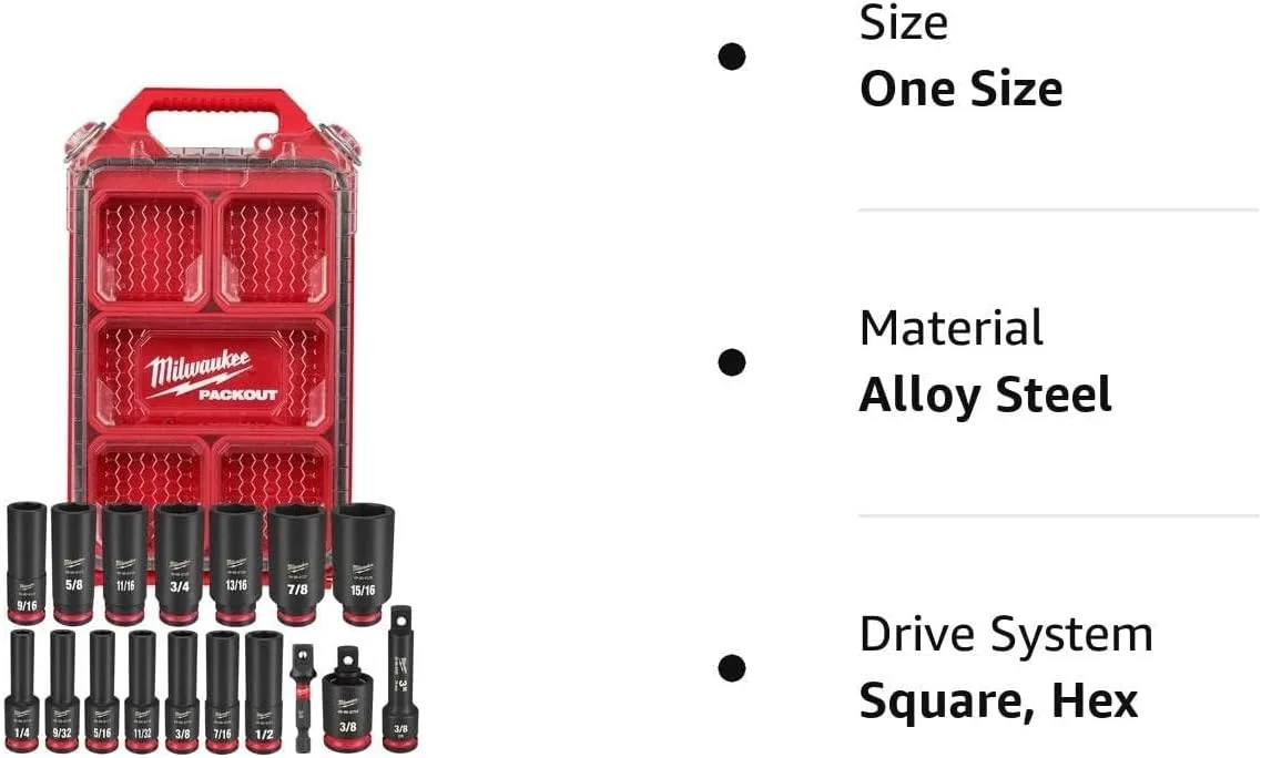 Milwaukee Shockwave Impact Duty Socket Set 3/8 Drive - 17PC SAE