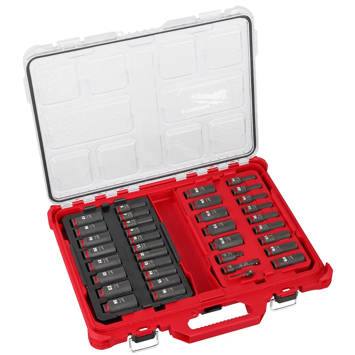 Milwaukee Shockwave Impact Duty Socket Set, 3/8 in Drive, 39-Piece PACKOUT