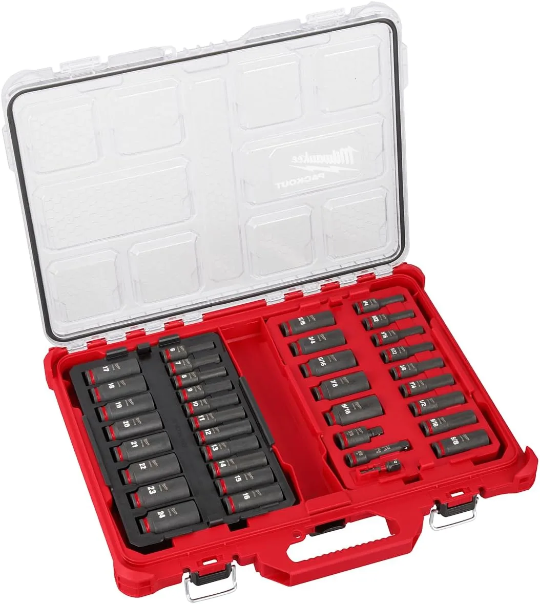 Milwaukee Shockwave Impact Duty Socket Set, 3/8 in Drive, 39-Piece PACKOUT