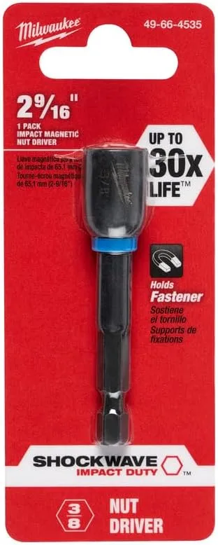 MILWAUKEE 49-66-4535 SHOCKWAVE 3/8 x 2-9/16 Magnetic Nutdriver