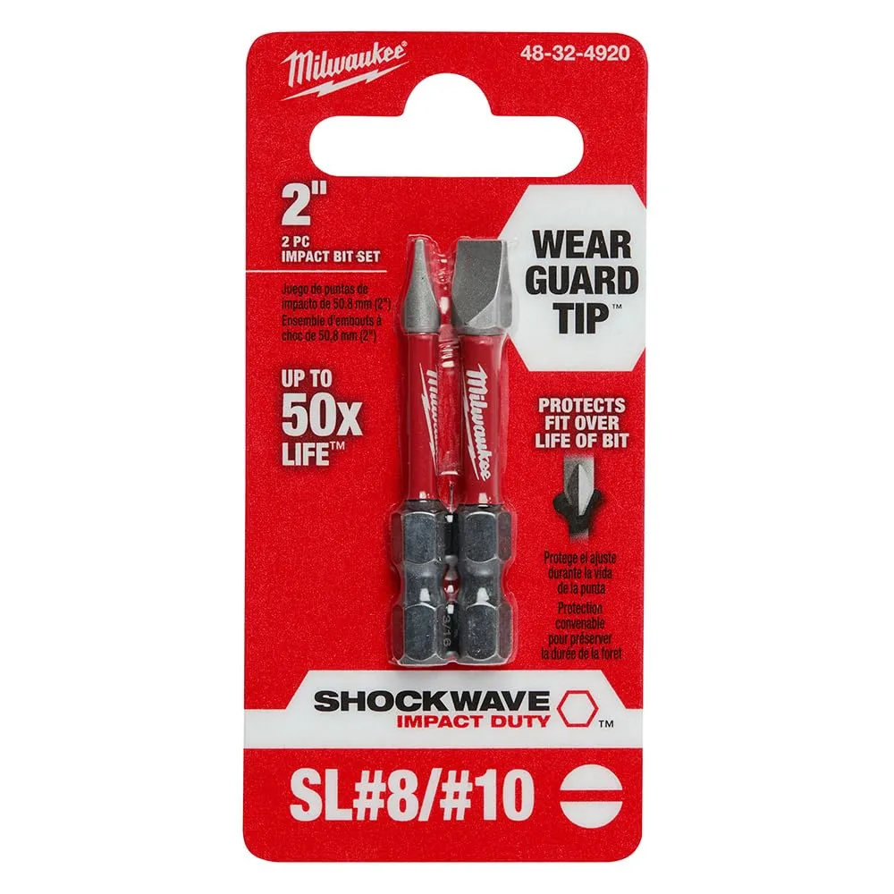 Milwaukee Accessory 48-32-4920 No8/No10 Bit Power Slotted (2 Pack)