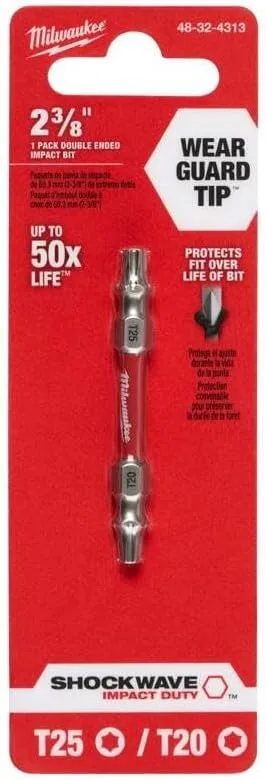 Milwaukee Shockwave T20/T25 Impact Double-Ended Bit - 48-32-4313