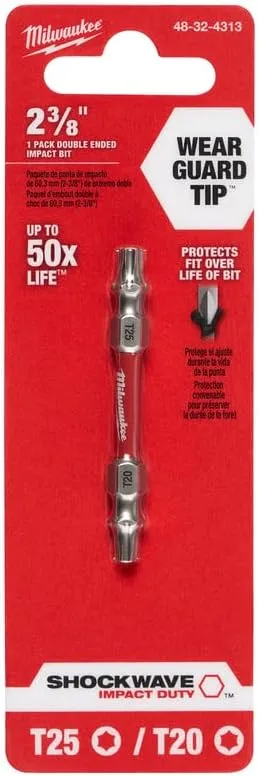 Milwaukee Shockwave T20/T25 Impact Double-Ended Bit - 48-32-4313