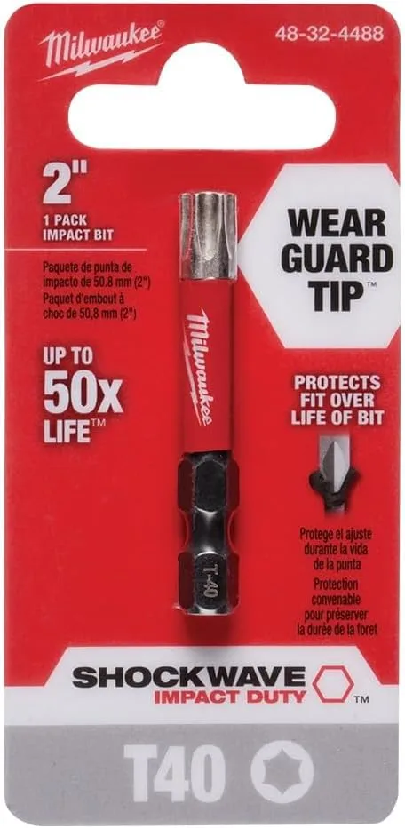 Milwaukee SHOCKWAVE Torx T40 x 2 in. L Impact Power Bit Steel 1 pc.