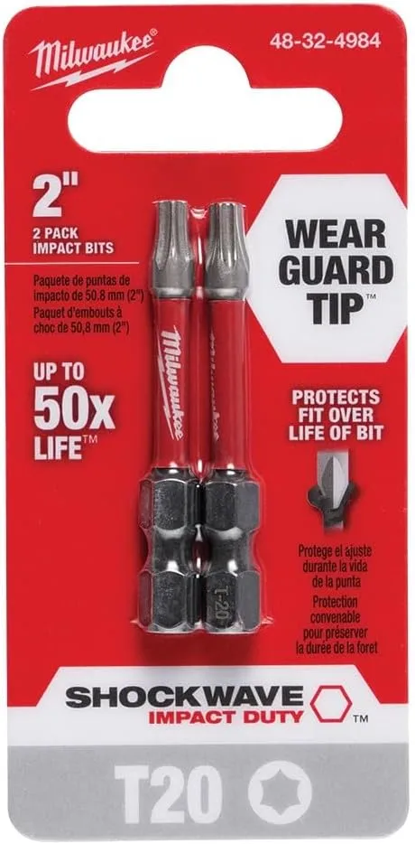 Milwaukee 48-32-4784 Shockwave 2-Inch Power Bit Torx T20, 25-Pack
