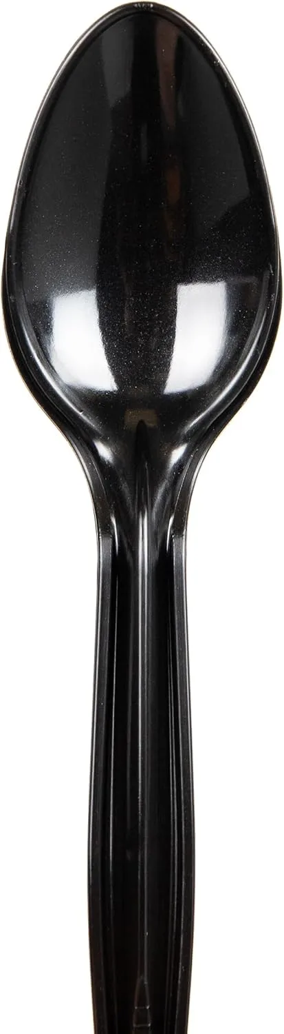 Mind Reader 100-Pack Black Plastic Fork Refill for CUTDISPBK-BLK Dispenser, 6.25" L and 100-Pack Black Plastic Spoon Refill