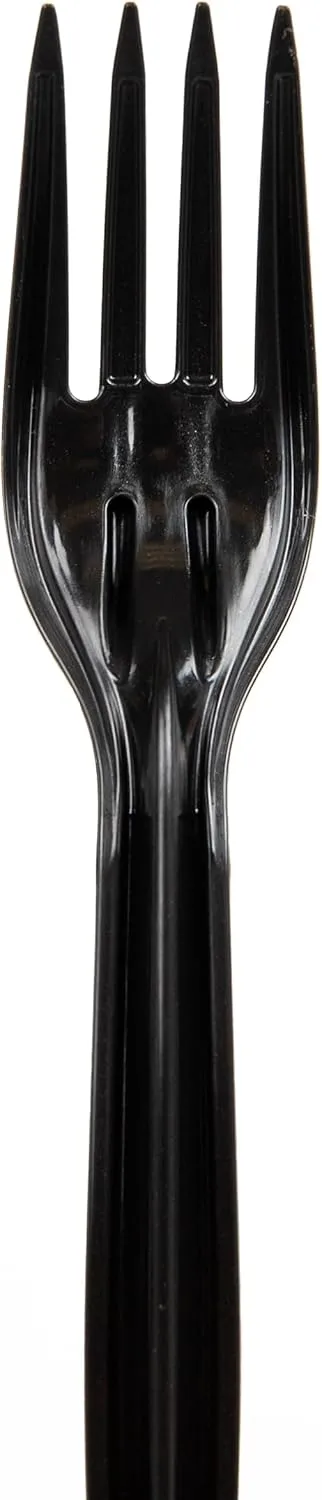 Mind Reader 100-Pack Black Plastic Fork Refill for CUTDISPBK-BLK Dispenser, 6.25" L and 100-Pack Black Plastic Spoon Refill