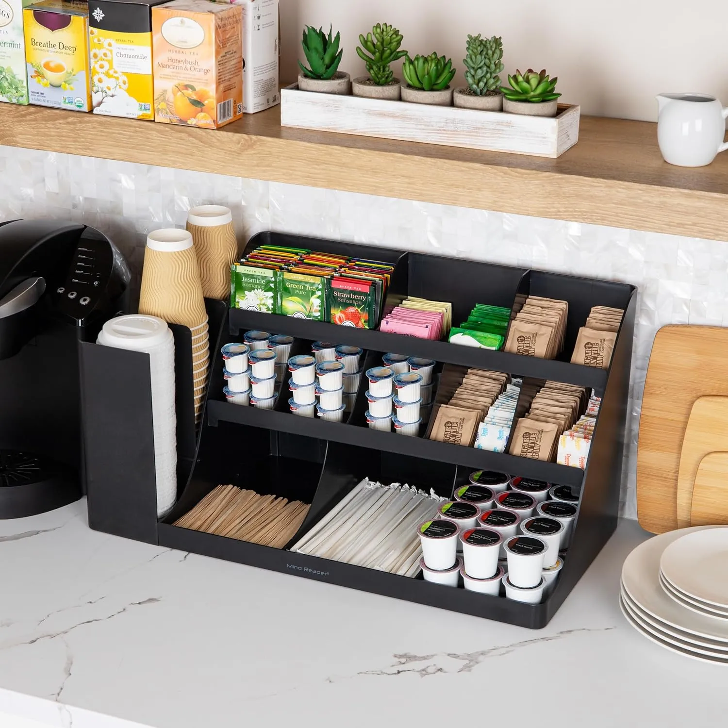 MIND READER 3-Tier 14-Compartment Countertop Organizer