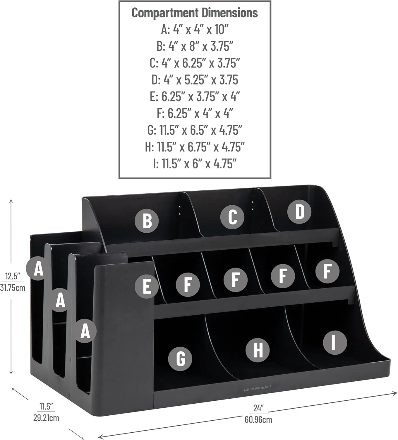MIND READER 3-Tier 14-Compartment Countertop Organizer