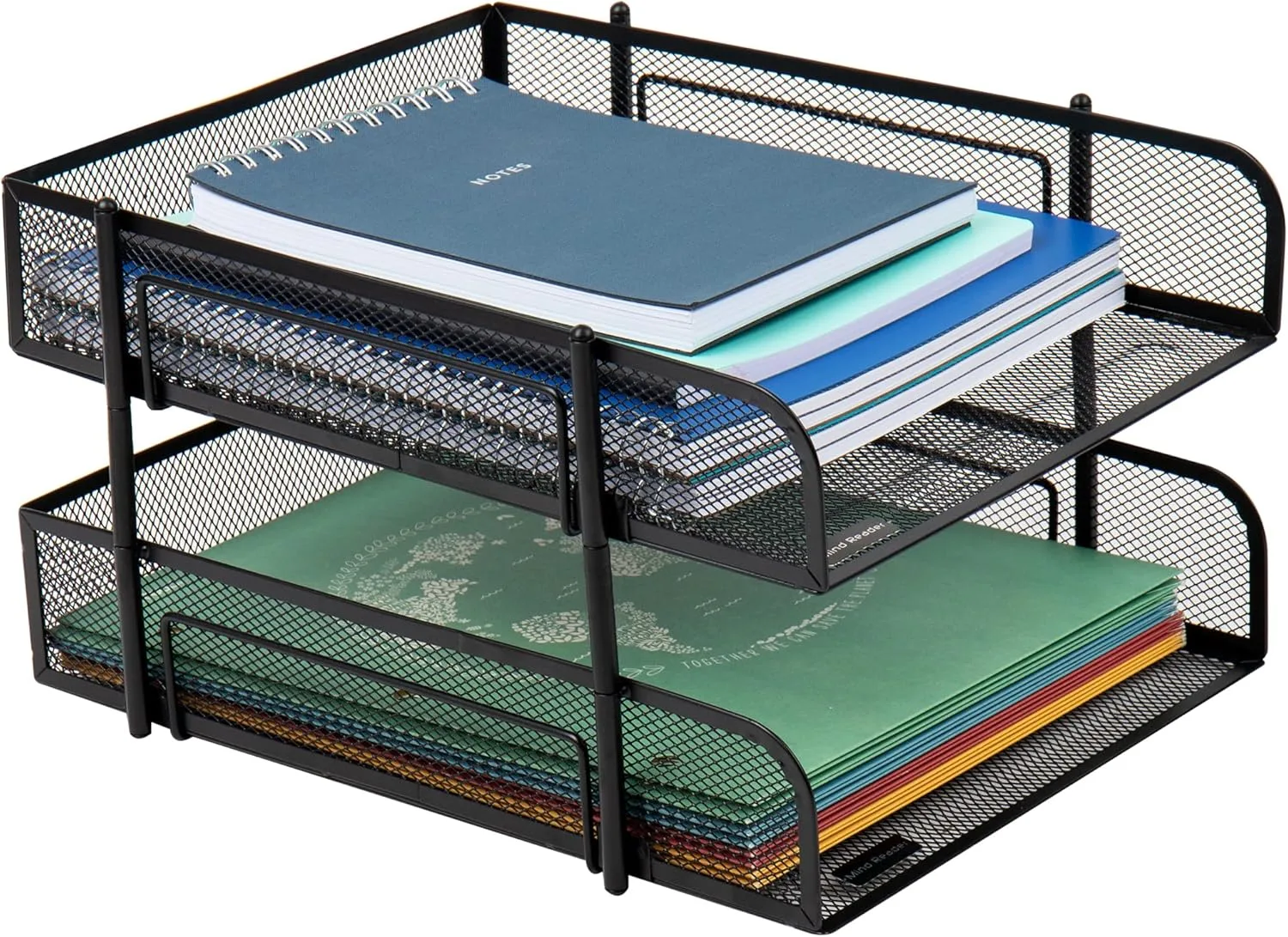 Mind Reader Stackable Paper Tray, Desktop Organizer, File Storage, Office, Metal Mesh, 10.5" L x 13.25" W x 7.5" H, 2 Pcs