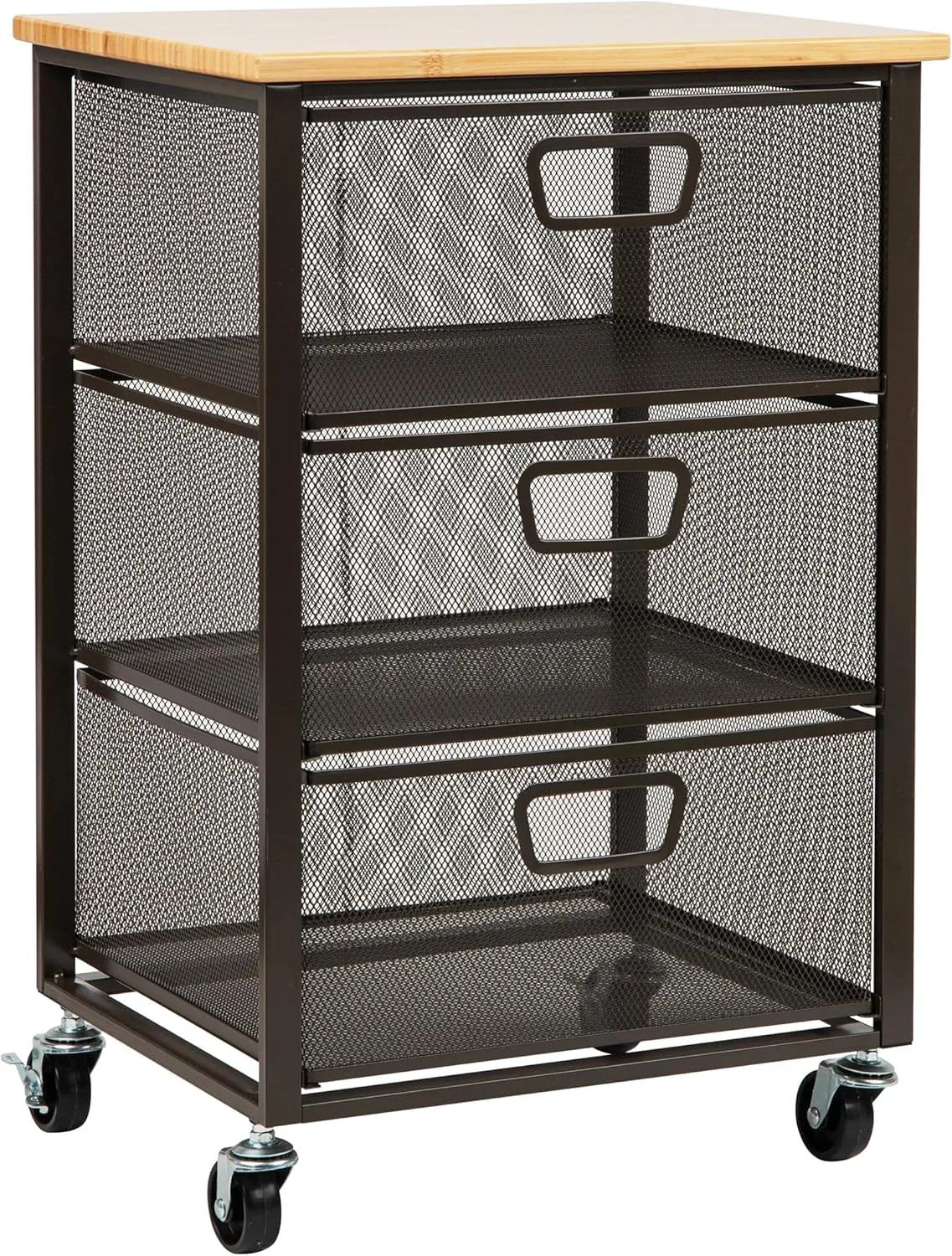 Mind Reader Cart with Drawers, Office Organizer, Storage, Bathroom, Metal Mesh, 15.75"L x 13"W x 24.25"H
