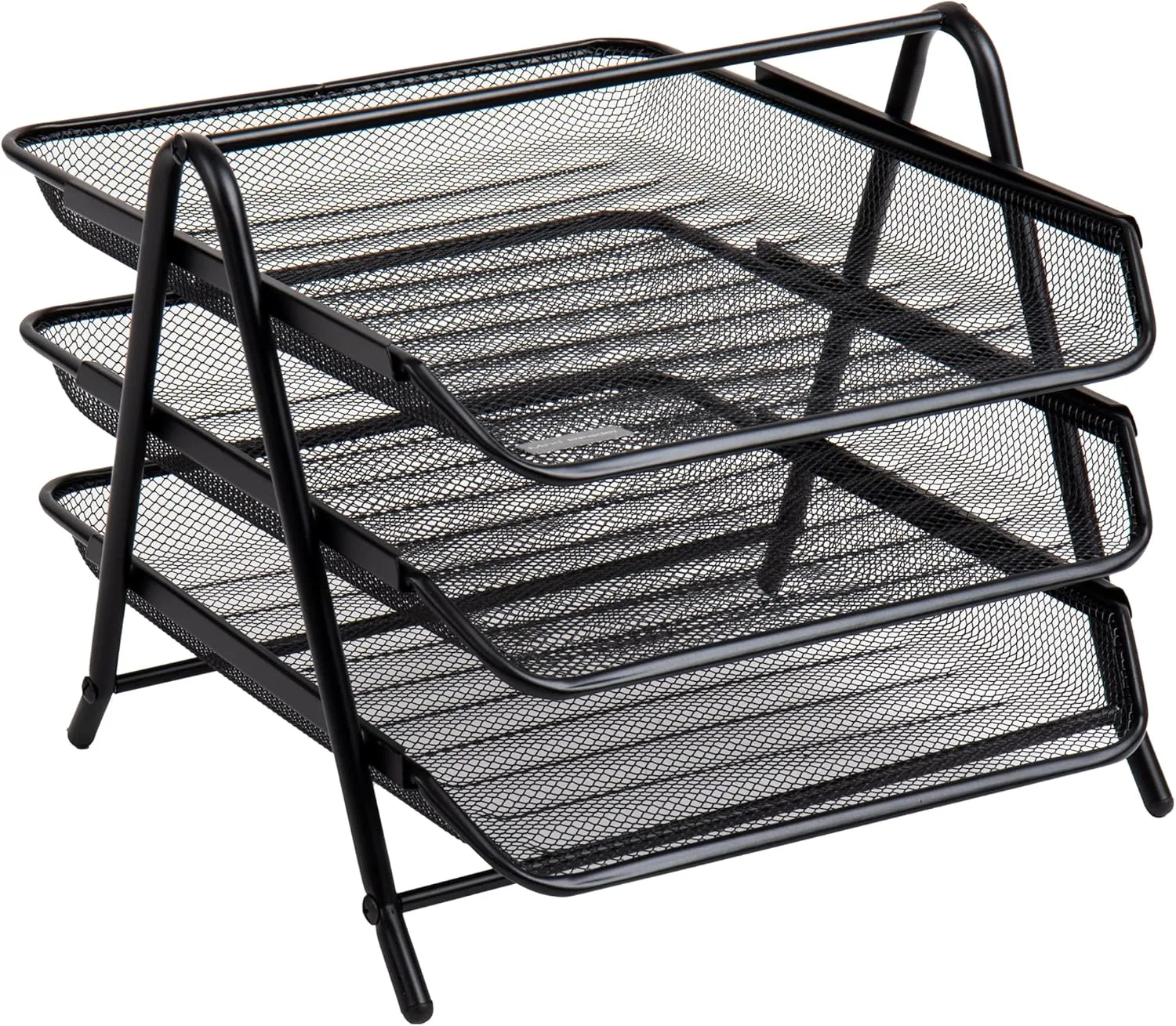Mind Reader 3-Tier Paper Tray, Desktop Organizer, File Storage, Workspace, Office, Metal Mesh, 11.75"L x 13.75"W x 10"H