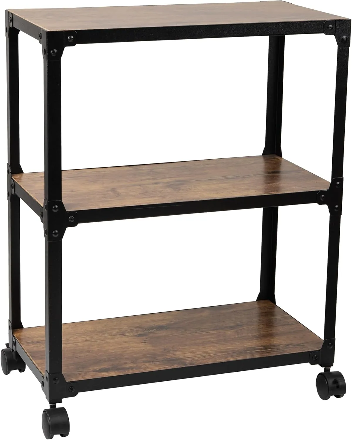 Mind Reader Multipurpose Rolling Cart with 3 Tiers, Mobile Office Storage Organizer, Metal, MDF