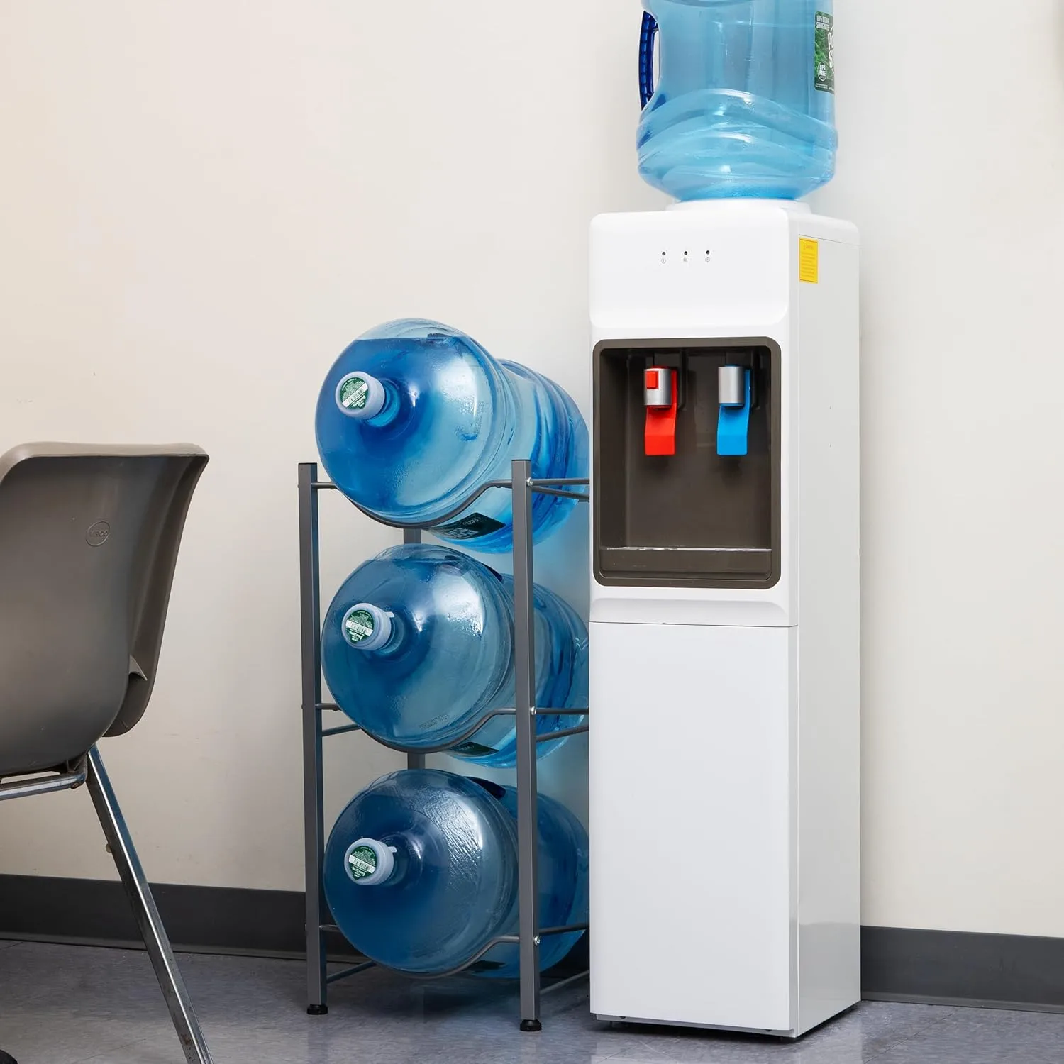 MIND READER 5 Gallon Water Jug Stand, Water Bottle Holder, Water Cooler Rack, Metal, Silver
