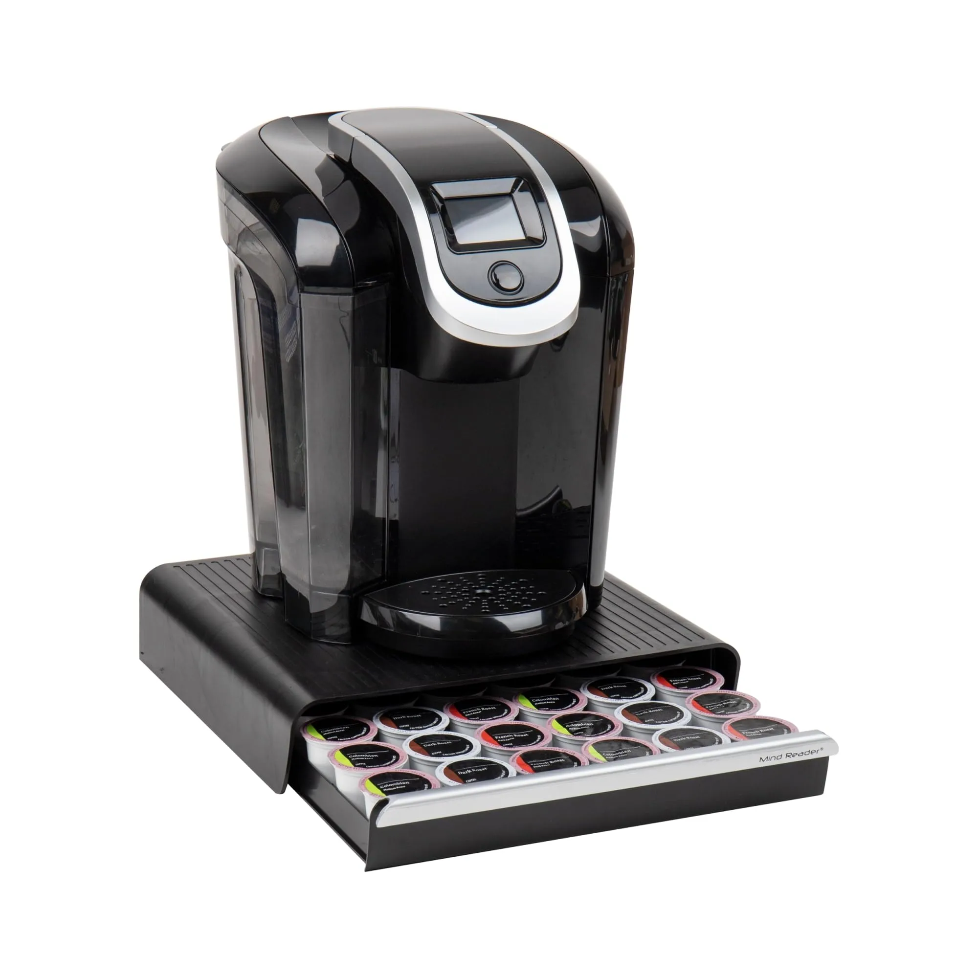 Mind Reader Single Serve Coffee Pod Drawer, 36 Pod Capacity, Countertop Organizer, Breakroom, 12.75"L x 13"W x 3"H, Black