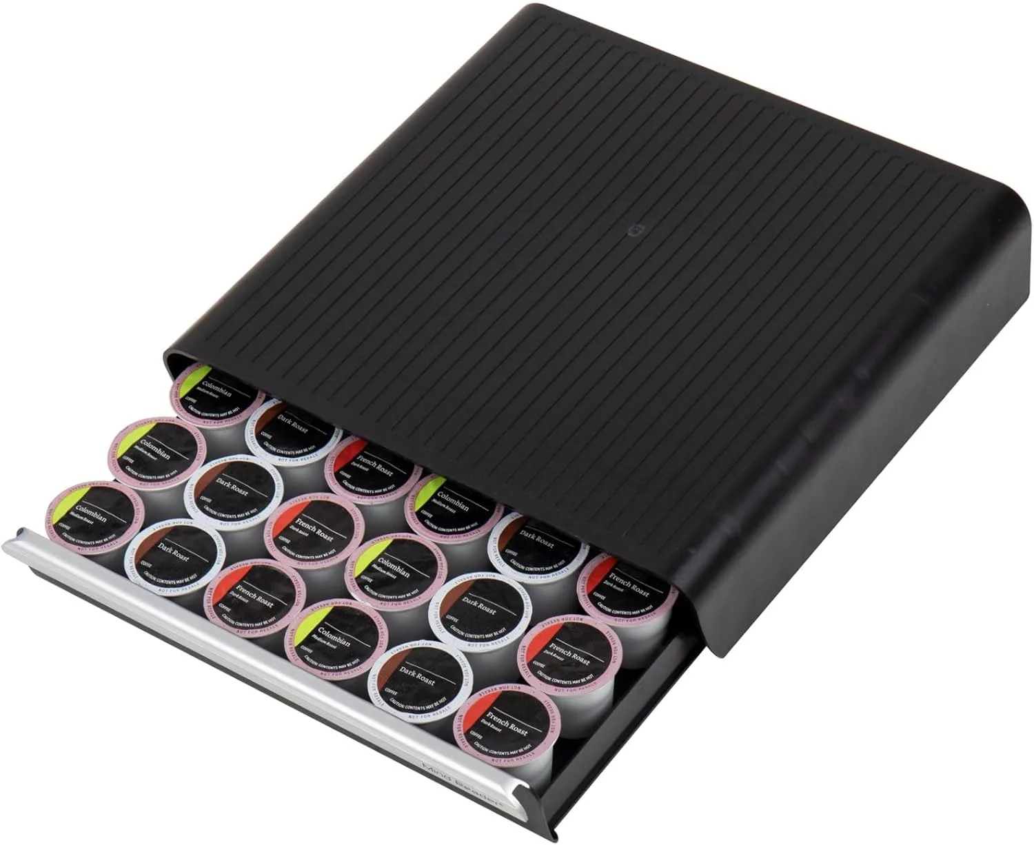 Mind Reader Single Serve Coffee Pod Drawer, 36 Pod Capacity, Countertop Organizer, Breakroom, 12.75"L x 13"W x 3"H, Black