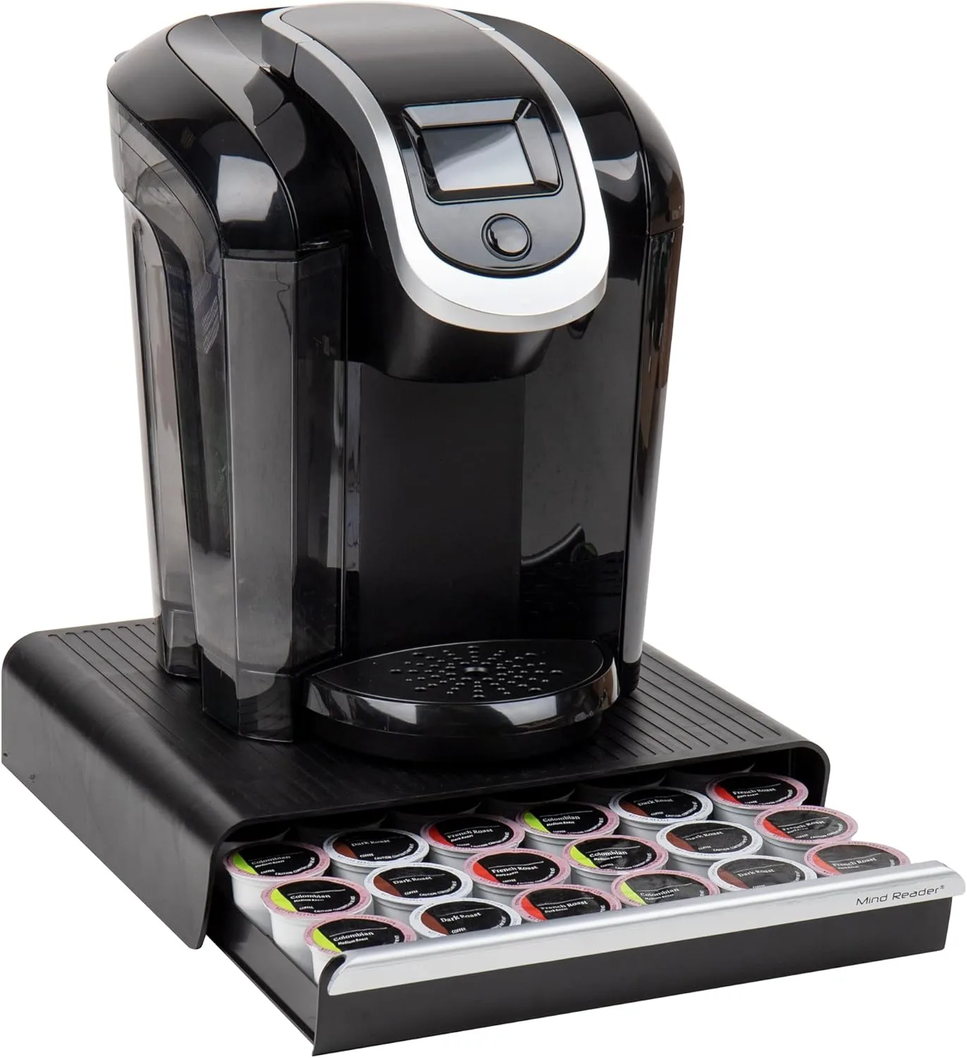 Mind Reader Single Serve Coffee Pod Drawer, 36 Pod Capacity, Countertop Organizer, Breakroom, 12.75"L x 13"W x 3"H, Black