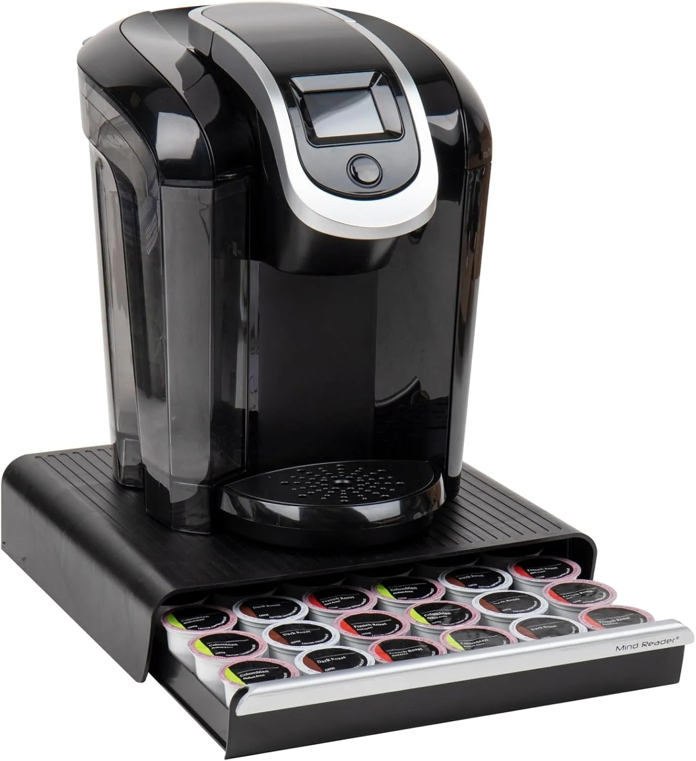 Mind Reader Single Serve Coffee Pod Drawer, 36 Pod Capacity, Countertop Organizer, Breakroom, 12.75"L x 13"W x 3"H, Black