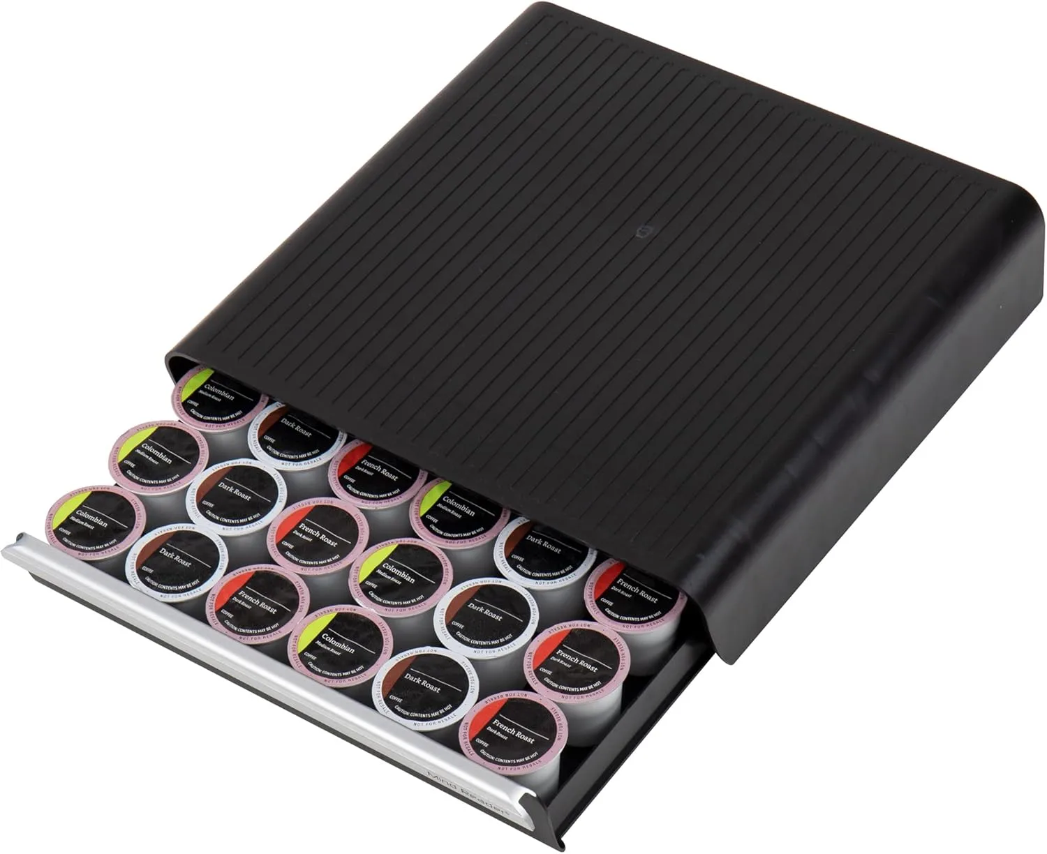 Mind Reader Single Serve Coffee Pod Drawer, 36 Pod Capacity, Countertop Organizer, Breakroom, 12.75"L x 13"W x 3"H, Black