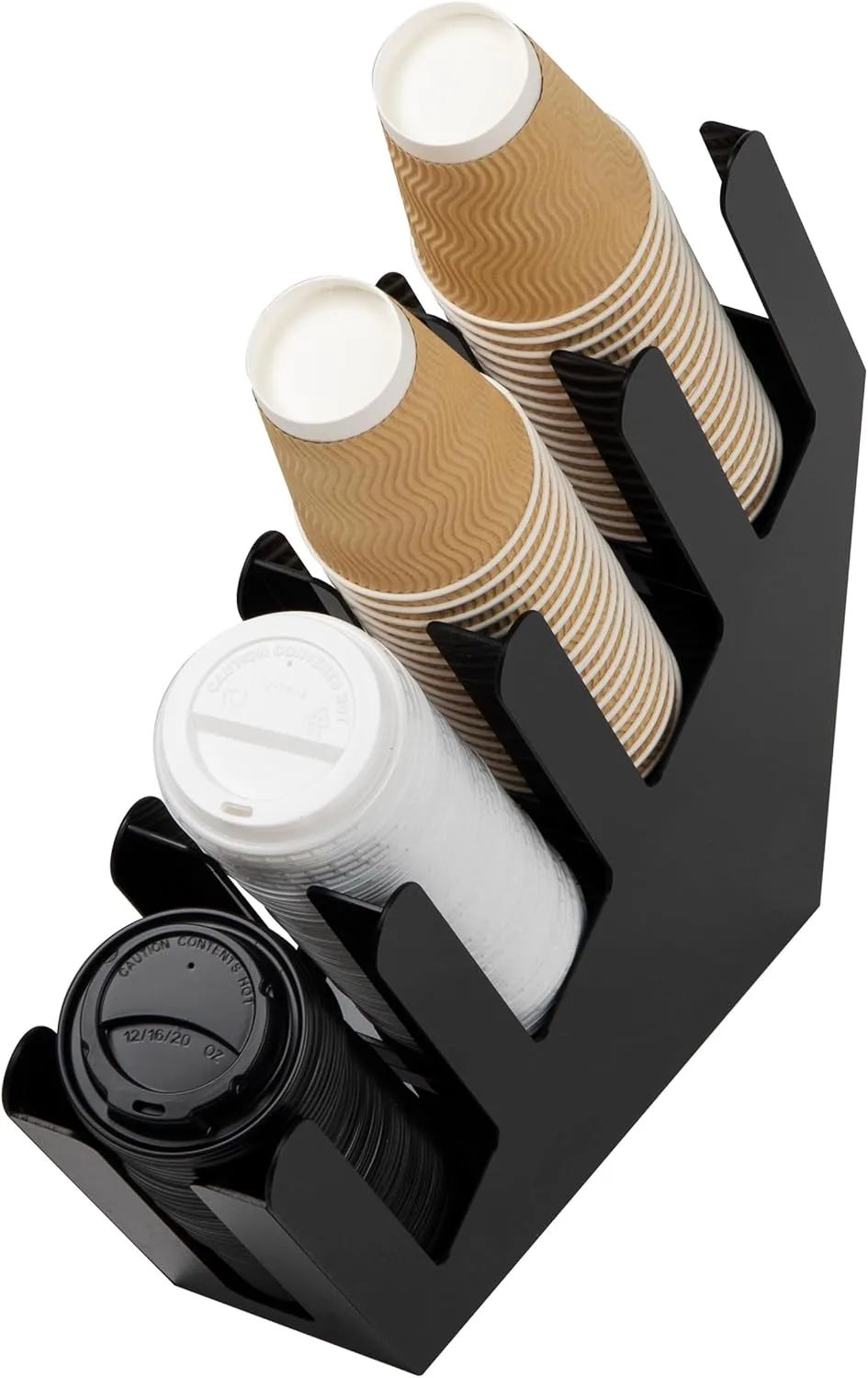 Mind Reader Cup and Lid Dispenser, Countertop Org, Coffee Bar, 4"L x 18"W x 16"H, Black Acrylic