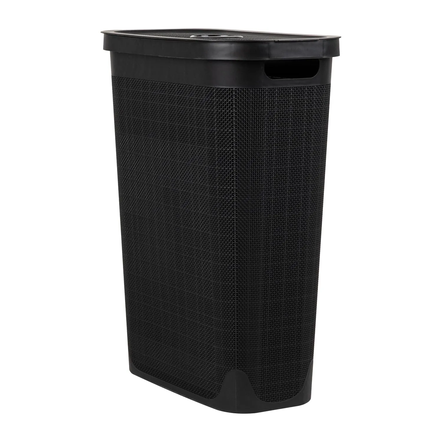 MIND READER Slim Laundry Hamper with Lid, 40L Linen Design Plastic