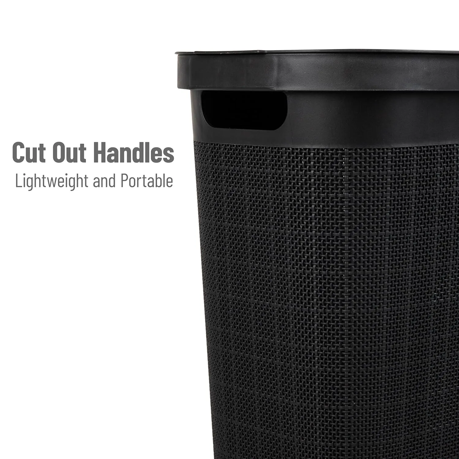 MIND READER Slim Laundry Hamper with Lid, 40L Linen Design Plastic