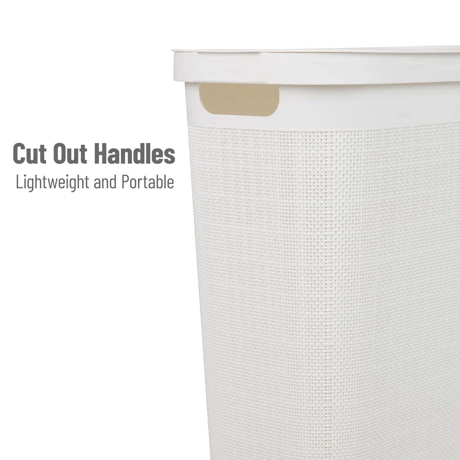 MIND READER Slim Laundry Hamper with Lid, 40L Linen Design Plastic
